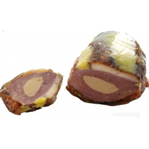 Magret de canard rôti farci au bloc de foie gras de canard